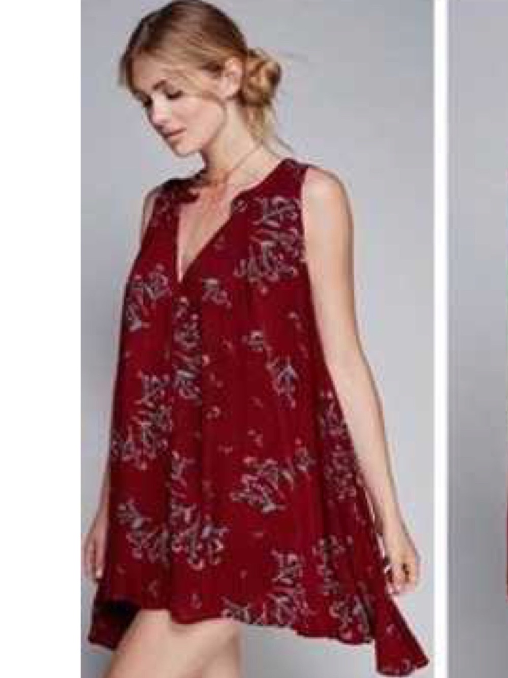 Free People Tree Swing Tunic Dress in Scarlet Combo Size XS EUC Oversize